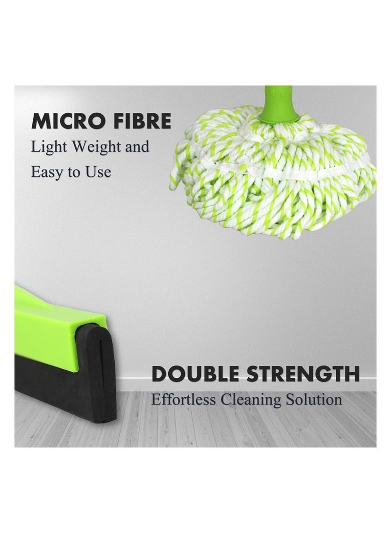 Clean and Care Cleaning Set Combo Indoor Broom Wiper Squeegee Spin Mop All with Iron Stick Long Handle for Home Kitchen Office Assorted color - Image 2