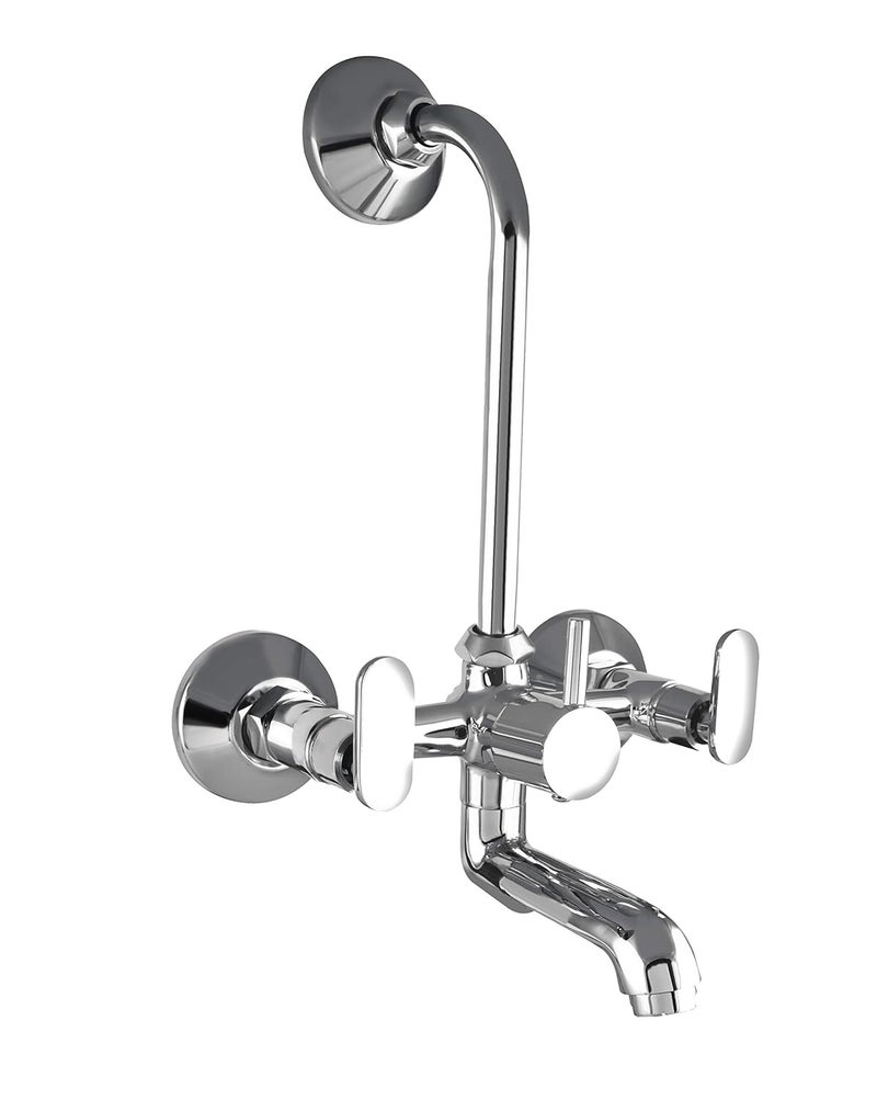 10X Brass Wall Mixer 2 in 1 for Bathroom WM-5502 with Provision for Overhead Shower with Long Bend Pipe Chrome Plated - Image 1