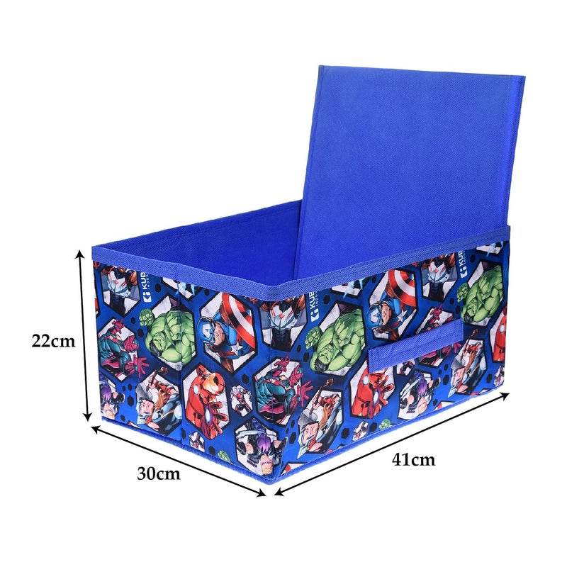 Kuber Industries Marvel Avengers Foldable Storage BoxNonWoven Rectangular Closet Organizer Box with HandleWardrobe Organizer for ClothesToys Blue - Image 3
