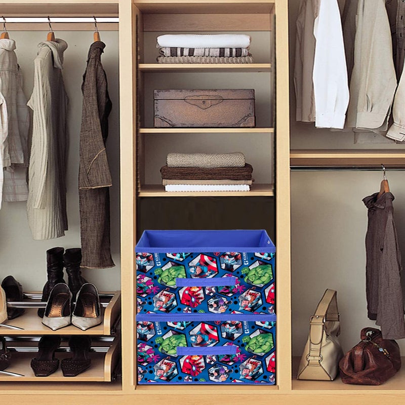 Kuber Industries Marvel Avengers Foldable Storage BoxNonWoven Rectangular Closet Organizer Box with HandleWardrobe Organizer for ClothesToys Blue - Image 2