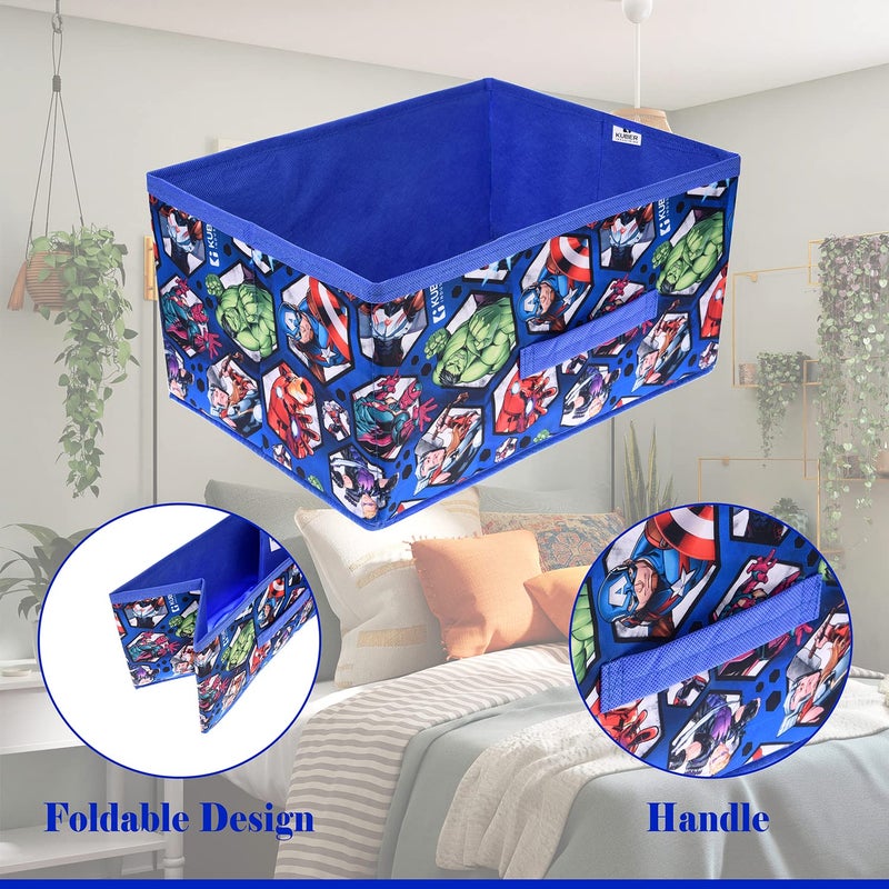 Kuber Industries Marvel Avengers Foldable Storage BoxNonWoven Rectangular Closet Organizer Box with HandleWardrobe Organizer for ClothesToys Blue - Image 5