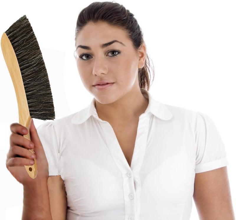 VEEBELL Horse Hair Brush Hand Broom Dusting Brush for Home Cleaning, Wood Handle Soft Brush Duster for Counter Furniture, Bed, Bench Fireplace,Car, Shop Brush Cleaning 14" Long Fine polished finish - Image 4