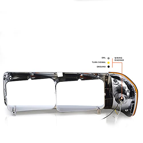 Torque Headlight Bezel PAIR Replacement for 1989-2002 Freightliner FLD semi Trucks with Amber LED Turn Signal Light Assembly DOT SAE Approved Driver Left Passenger Right Side Set 3 Wires (TR039) - Image 4