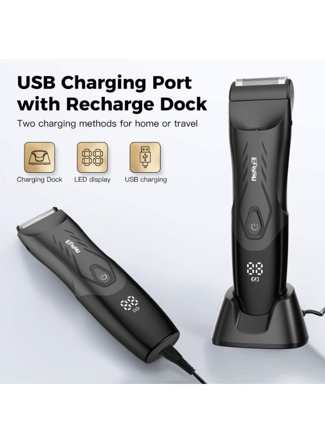 اي ان اس اس يو ماكينة حلاقة شعر الجسم للرجال: ماكينة حلاقة 2 في 1 مع ضوء LED للخصيتين/العانة/الفخذ، ماكينة حلاقة مقاومة للماء للرجال، حلاقة بدون جروح، عناية سلسة - Image 4