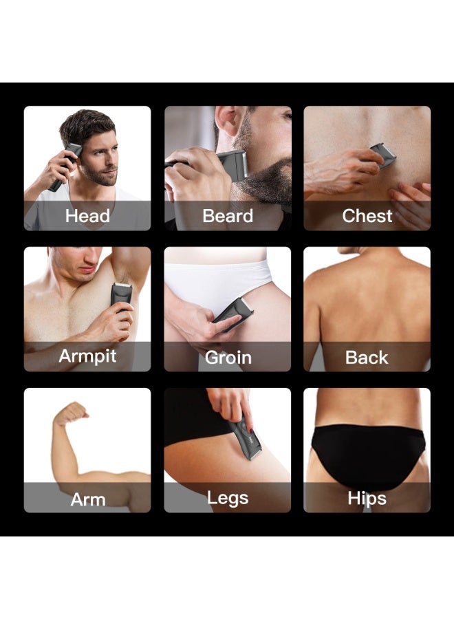اي ان اس اس يو ماكينة حلاقة شعر الجسم للرجال: ماكينة حلاقة 2 في 1 مع ضوء LED للخصيتين/العانة/الفخذ، ماكينة حلاقة مقاومة للماء للرجال، حلاقة بدون جروح، عناية سلسة - Image 2