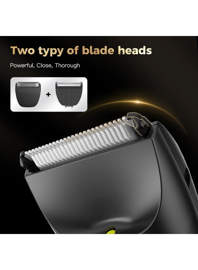 اي ان اس اس يو ماكينة حلاقة شعر الجسم للرجال: ماكينة حلاقة 2 في 1 مع ضوء LED للخصيتين/العانة/الفخذ، ماكينة حلاقة مقاومة للماء للرجال، حلاقة بدون جروح، عناية سلسة - Image 3