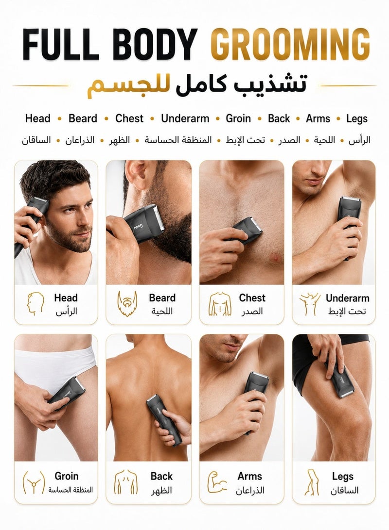 ENSSU Body Hair Trimmer for Men: 2-in-1 Manscape Trimmer & Shaver with LED Light for Ball/Pubic/Groin,Waterproof Trimmer for Men,No-Nick Shaving,Smooth Grooming - Image 2
