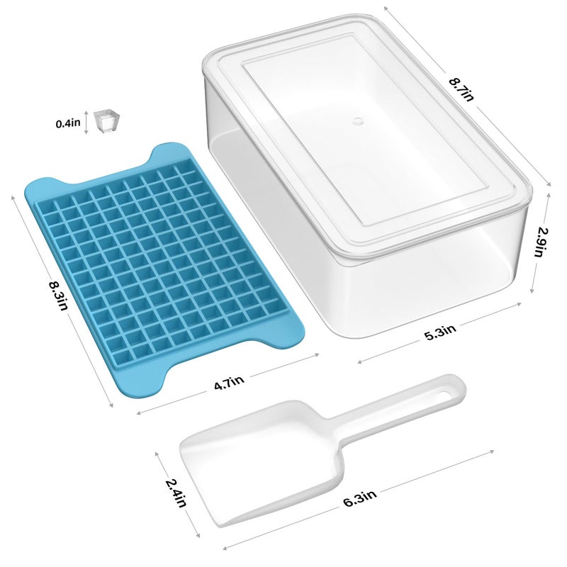 FDDBI Mini Ice Cube Tray for Freezer: FDDBI Small Ice Trays for Freezer with Bin - 117Ã—4PCS Easy Release Nugget Ice Tray - Crushed Ice Tray with Container - Image 3
