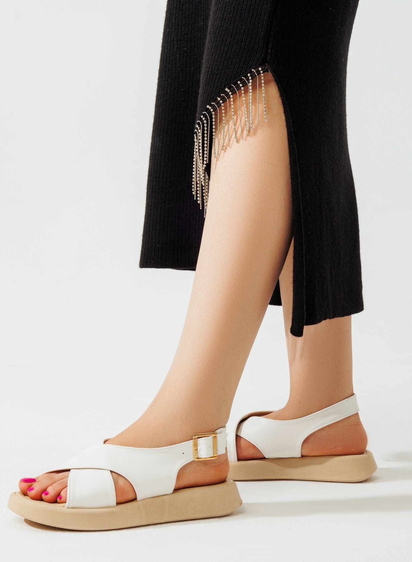 Sandal Flat Leather Comfortable SF-52 - White