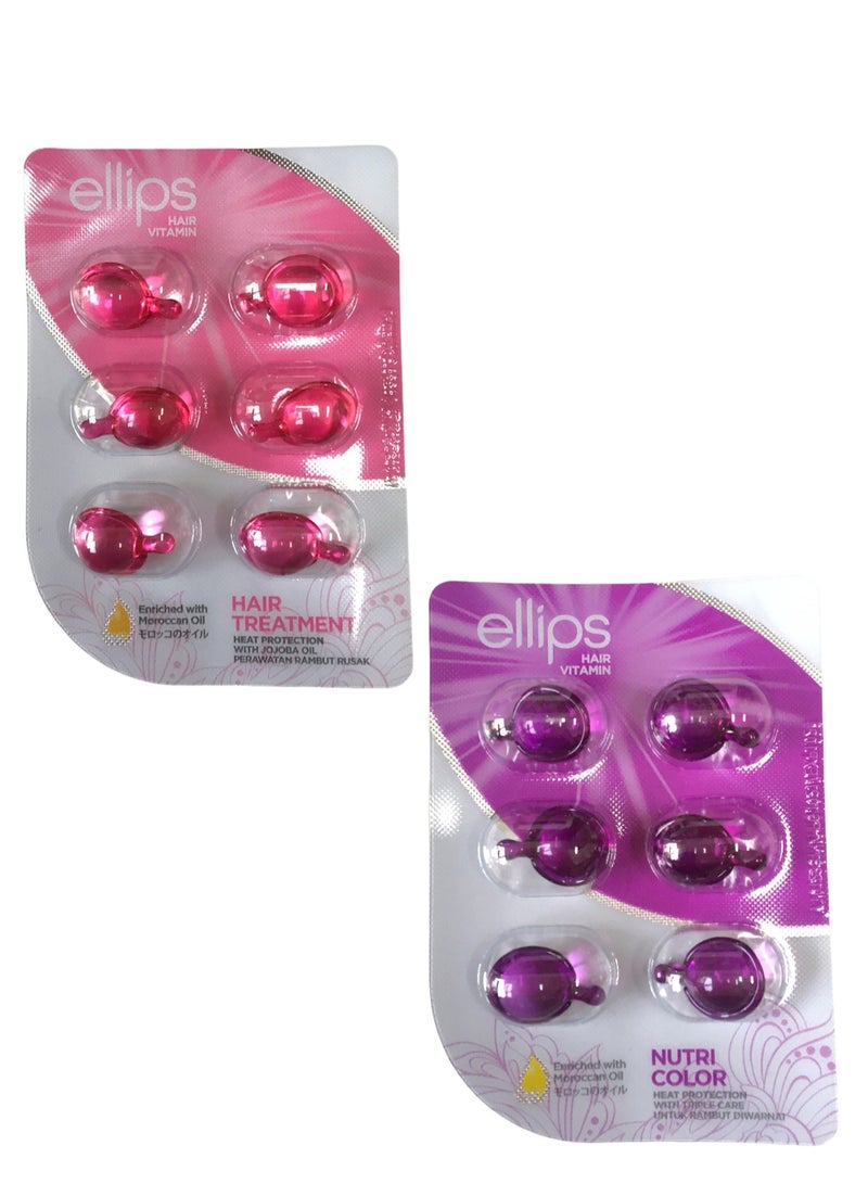 أليبس قطعتين زيت شعر كبسولات فيتامين اليبس زهري وبنفسجي لعلاج الشعر والنعومة والمعان  12كابسوله