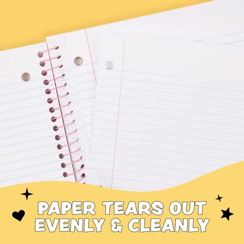Yoobi College Ruled 8 x 10.5” Spiral Notebook Set – Bulk 6-Pack of 1 Subject Notebooks, Variety of Cute Designs – 100 Perforated 3-Hole Punched Sheets, For School, Office & Home - Image 3