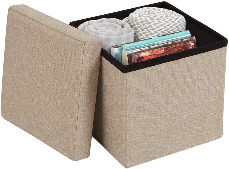 ABTRIX with AB Fabric Folding Organizer Storage Ottoman Bench Footrest Stool Coffee Table Cube, Camping Fishing Toys Chest Stool, Quick and Easy Assembly, 22L Capacity, Padded (30X30X30 Cm, Orange) - Image 2