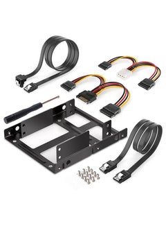 Generic Desktop Computer Hard Disk SSD Metal Bracket SATA Cable Power Cable 2.5 To 3.5 Dual Disk Position For PC And Office Equipment Dual hard disk metal bracket black wire suit 