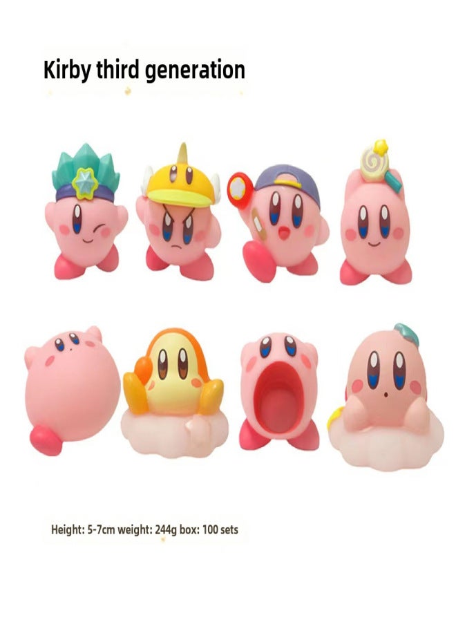 Anime Q Version Kirby Figure Doll Storage Cabinet Toy Scenery Model Desktop Cake Decoration Ornaments(Three generations of Star Cappy) - Image 1