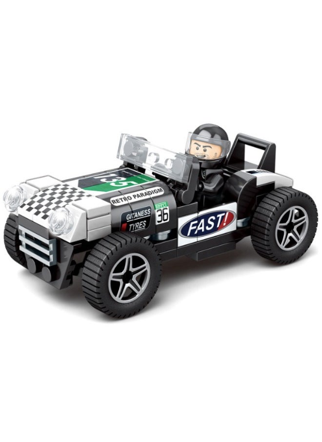 Racing 91-Piece  Car Model Puzzle Stacking Blocks, DIY Block Building Set, Classic Morgan - Plus8  Car Mini Building Bricks Suitable for Boys and Girls Aged 7 and Up  - Image 1