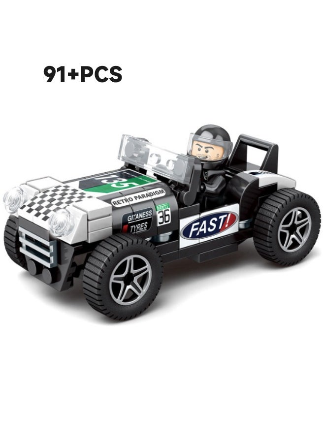 Racing 91-Piece  Car Model Puzzle Stacking Blocks, DIY Block Building Set, Classic Morgan - Plus8  Car Mini Building Bricks Suitable for Boys and Girls Aged 7 and Up  - Image 2