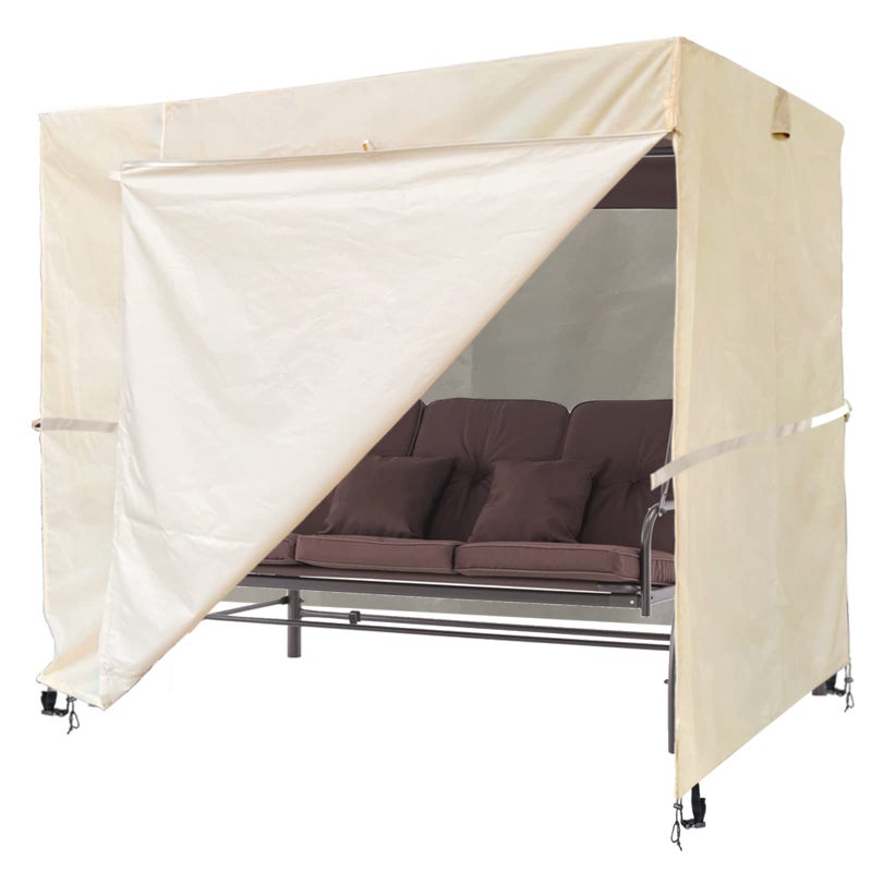 Slan Arrow Outdoor Swing Cove Triple Seater Hammock UV Resistant Garden Swing 80 59 72 Inch Beige