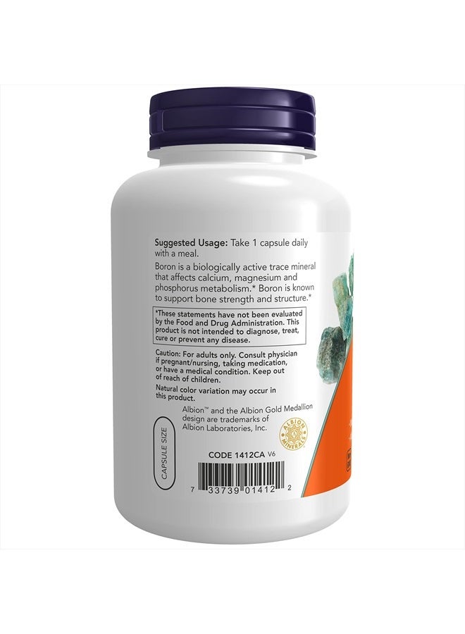 now مكملات، بورون 3 ملغ (بورغانيك جليسين)، دعم هيكلي*، 250 كبسولة نباتية - Image 3
