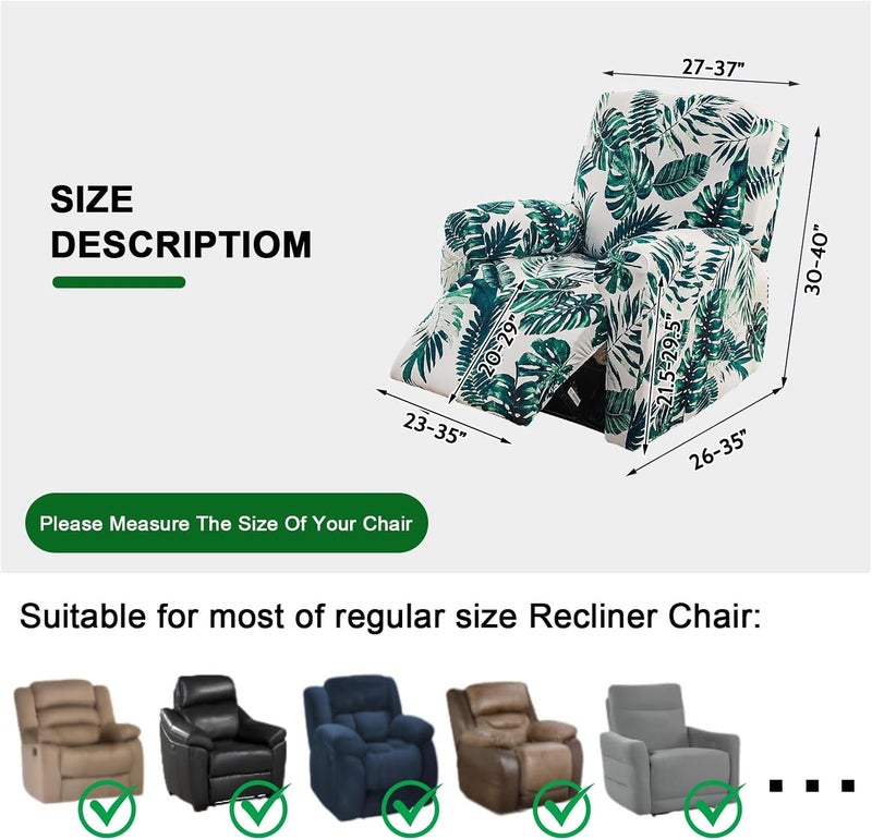FUANGUI Recliner Chair Cover 4-Pieces Lazyboy Cover for Recliner Chair with Storage Pockets Furniture Protector for Living Room, Jacquard Sofa Slipcover for Kids, Pets, Dog and Cat, 30 - Image 4