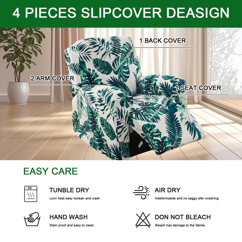 FUANGUI Recliner Chair Cover 4-Pieces Lazyboy Cover for Recliner Chair with Storage Pockets Furniture Protector for Living Room, Jacquard Sofa Slipcover for Kids, Pets, Dog and Cat, 30 - Image 3