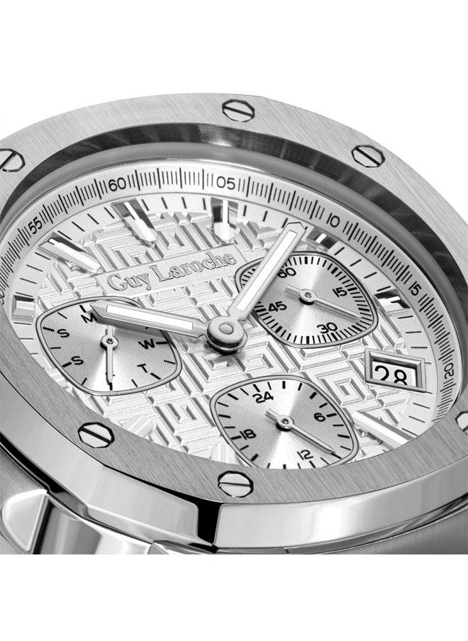 Guy Laroche Charlie 45.5mm Men's Multifunction Swiss Watch with Silver Stainless Steel Bracelet  - Image 4