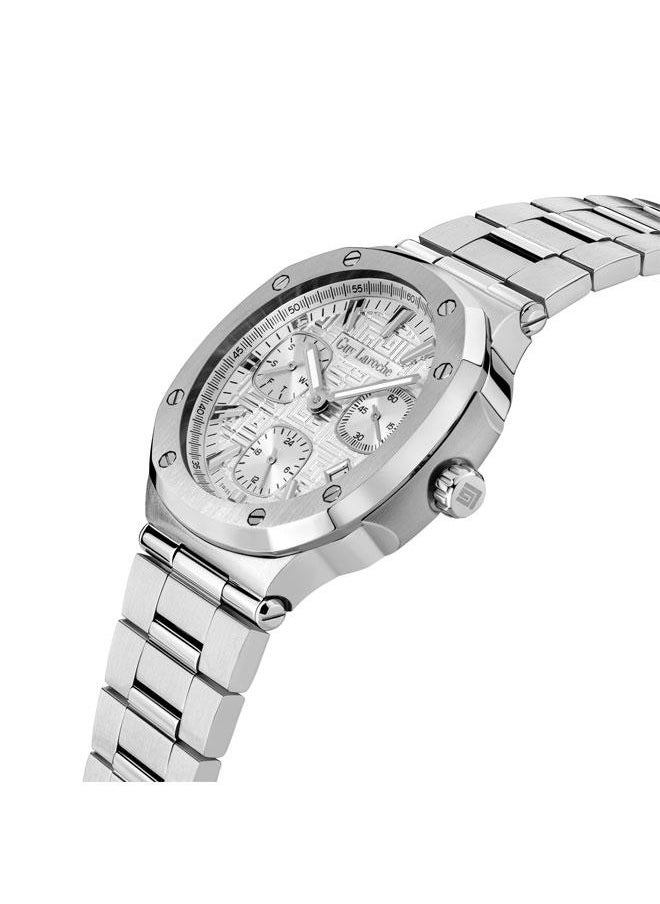Guy Laroche Charlie 45.5mm Men's Multifunction Swiss Watch with Silver Stainless Steel Bracelet  - Image 2