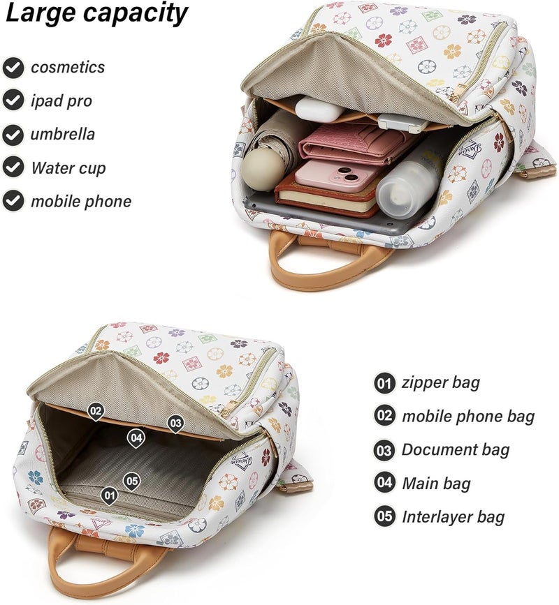 Makes Mini Backpack for Women, Stylish Daypack Purse Handbag Small Casual Daily Travel Bag, Lady Girls Gifts for Work School, 2pcs Sets - Image 2