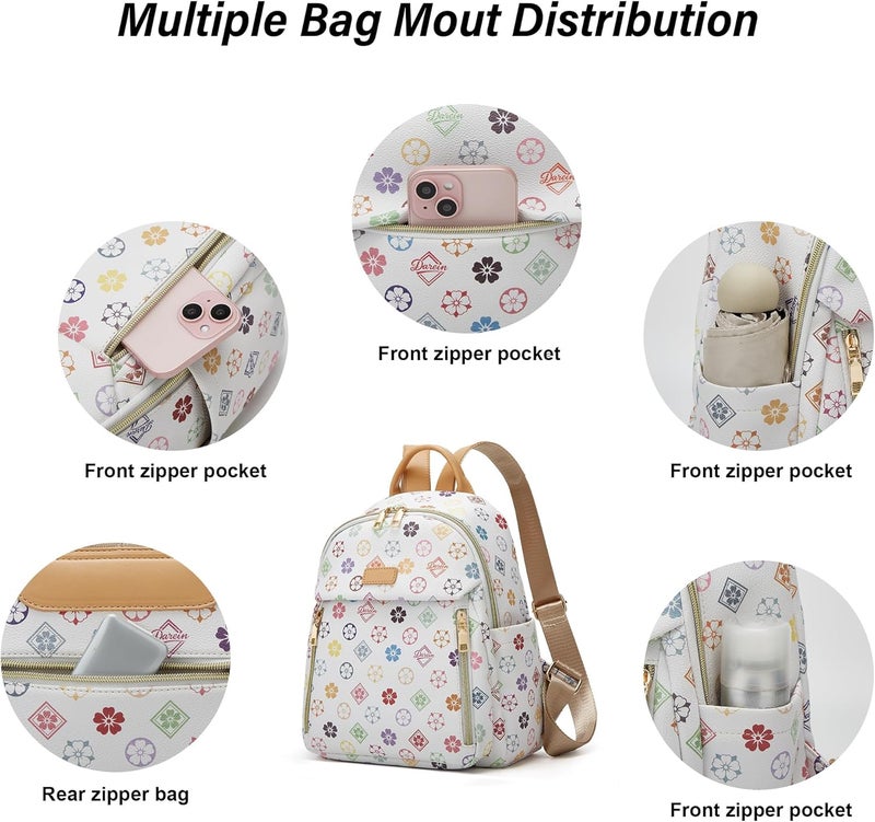 Makes Mini Backpack for Women, Stylish Daypack Purse Handbag Small Casual Daily Travel Bag, Lady Girls Gifts for Work School, 2pcs Sets - Image 3