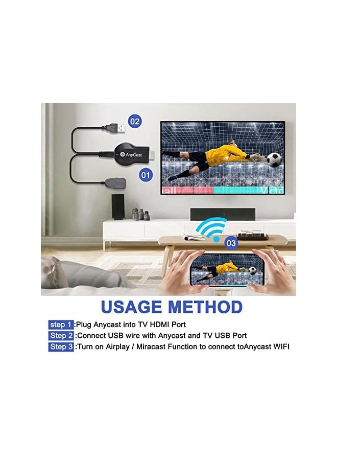 Zaboon - Anycast Hdmi Wireless Display Adapter - Wifi 1080P Mobile Screen Mirroring Receiver Dongle To Tv/Projector Receiver Support Windows Android Mac Ios - Image 1