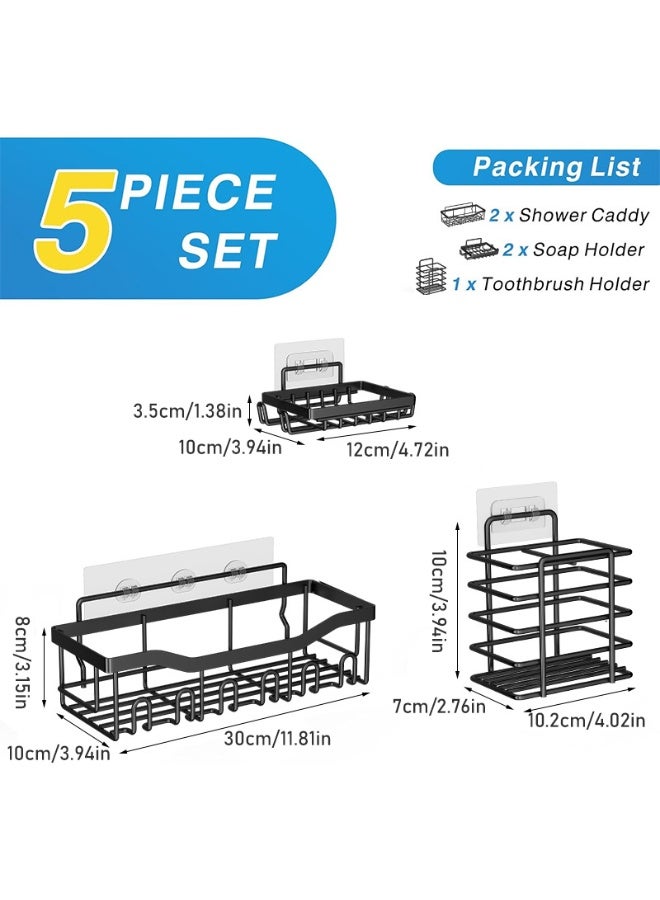 Shower Caddy 5 Pack, Adhesive BathroomOrganizer for Bathroom Storage Kitchen, NoDrilling, Large Capacity, Rustproof Stainless SteelBathroom Organizer Shelves for Inside ShowerRack - Image 2
