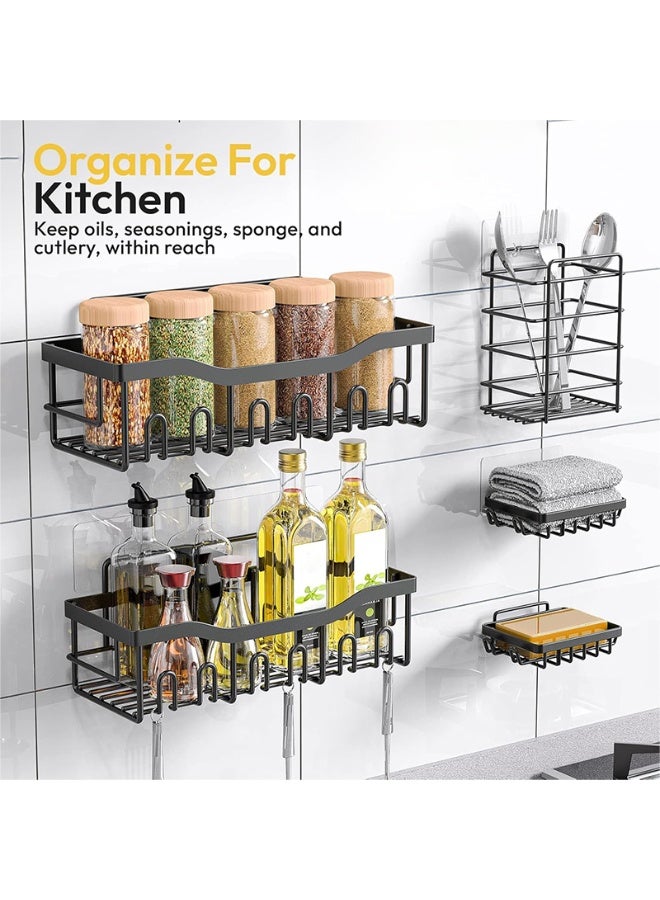 Shower Caddy 5 Pack, Adhesive BathroomOrganizer for Bathroom Storage Kitchen, NoDrilling, Large Capacity, Rustproof Stainless SteelBathroom Organizer Shelves for Inside ShowerRack - Image 5