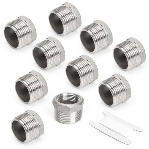 Kodilin 10PCS 304 Stainless Steel Reducer Hex Bushing 1 NPT Male x 34 NPT Female Reducing Pipe Fitting Adapter - Image 1