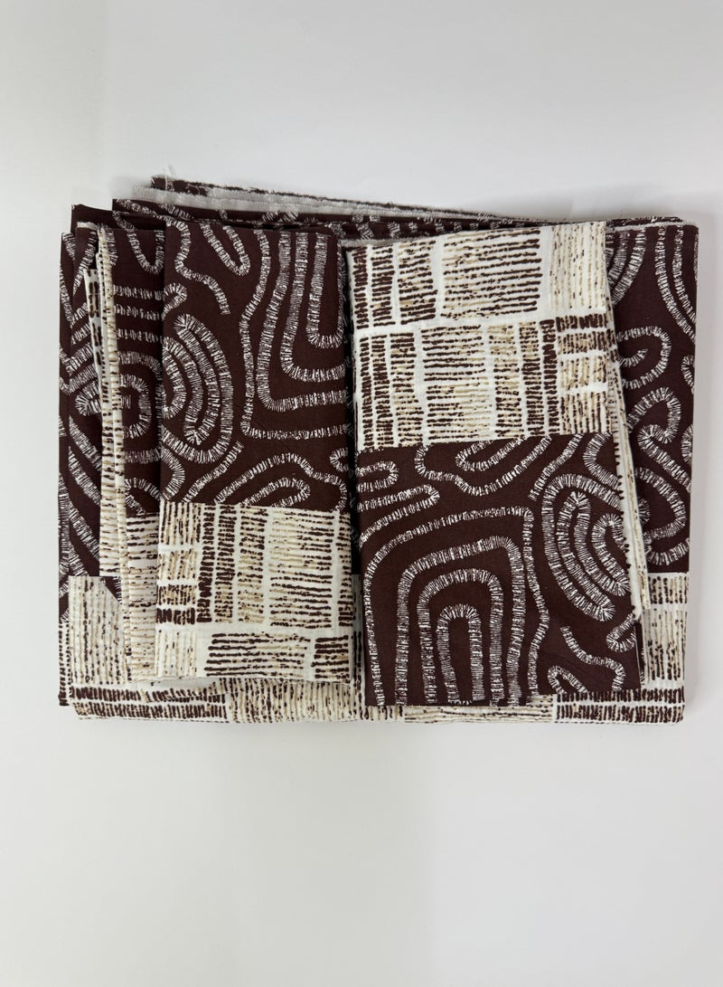King Size  (250x240 cm) Cotton Bedsheet 144 TC with 2 Pillow Covers  Soft & Durable   Brown Geometric Print  - Image 2