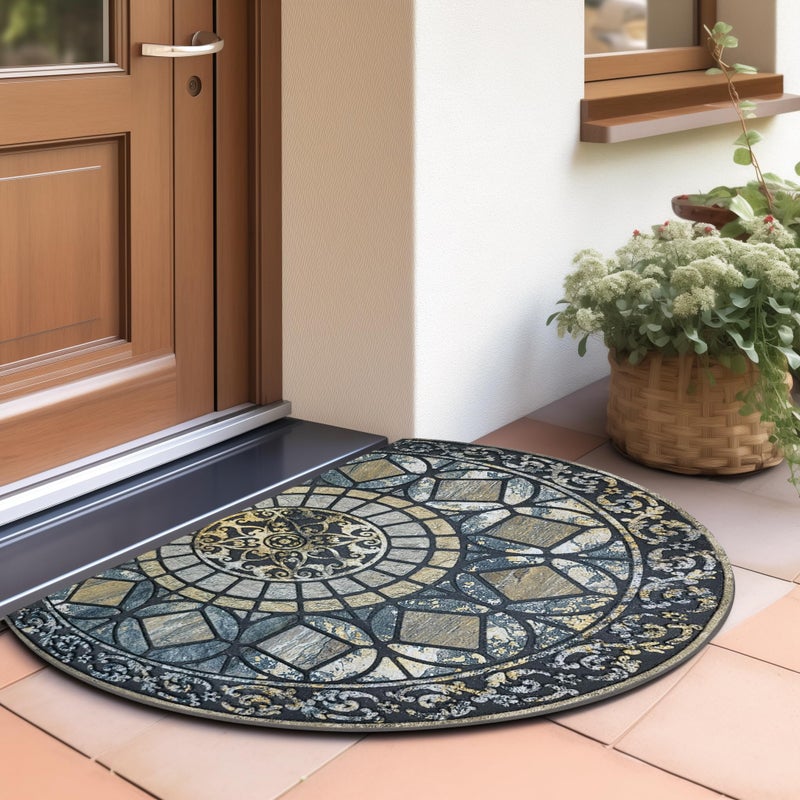 CHICHIC Entrance Door Mat Large 24 x 36 Inch Entry Way Doormat Front Door Rugs Outdoors Heavy Duty Welcome Mat Non Slip Rubber Back Low Profile for Garage, Patio, High Traffic Area, Blue - Image 2