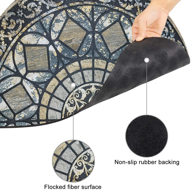 CHICHIC Entrance Door Mat Large 24 x 36 Inch Entry Way Doormat Front Door Rugs Outdoors Heavy Duty Welcome Mat Non Slip Rubber Back Low Profile for Garage, Patio, High Traffic Area, Blue - Image 4