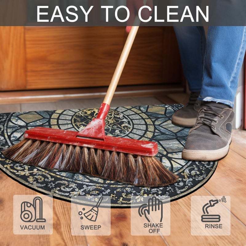 CHICHIC Entrance Door Mat Large 24 x 36 Inch Entry Way Doormat Front Door Rugs Outdoors Heavy Duty Welcome Mat Non Slip Rubber Back Low Profile for Garage, Patio, High Traffic Area, Blue - Image 5