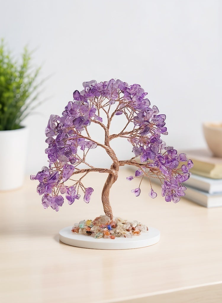 Amethyst ornaments, natural amethyst, fortune tree, agate base, furniture crafts, office desktop ornaments, home decoration, hotel decoration, office decoration, birthday gifts, graduation gifts, party gifts, Valentine's Day gifts - Image 2