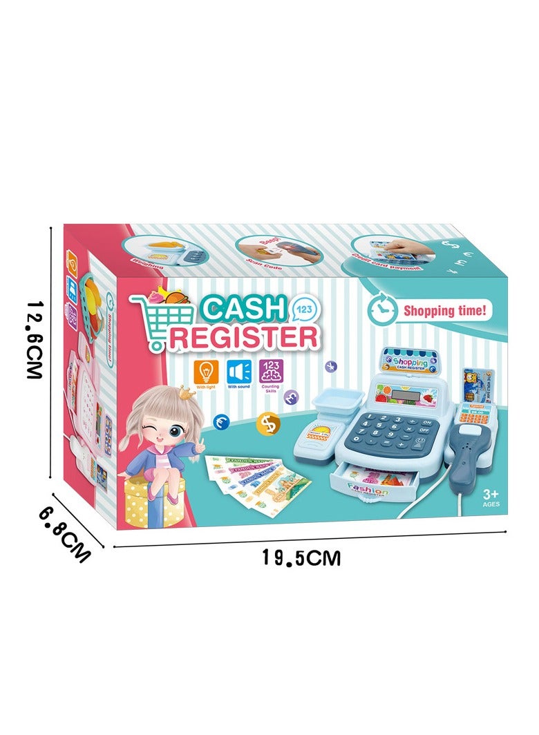 Blue Pretend Play Cash Register Toy with Realistic Sounds & Lights, Multi-Functional Electronic Learning Toy for Kids Role Play  - Image 5