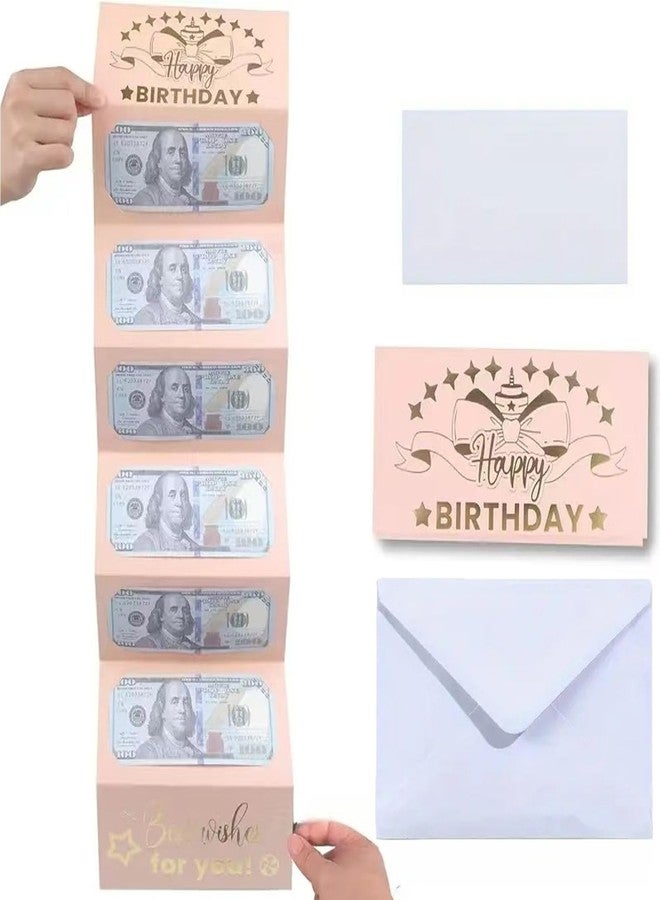 Neioaas Happy Birthday Money Holder for Cash Gift Card with 6 Slots, Festive Cash Gift for Men Women Kids,Money Holder Gift Card for Men Women Girls Boys(Pink,Birthday - Image 1