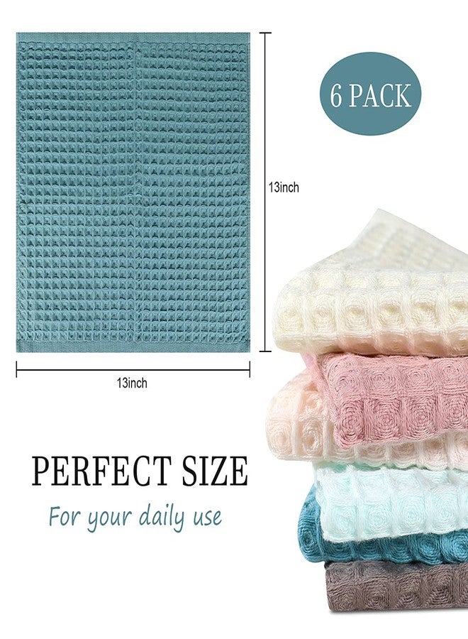 vfaejll 6 Pack Waffle Weave Dish Cloths, 13x13 Inch 100% Cotton Kitchen Towels for Washing Dishes - Super Absorbent, Quick Drying Dish Rags (Mixed Colors) - Image 3