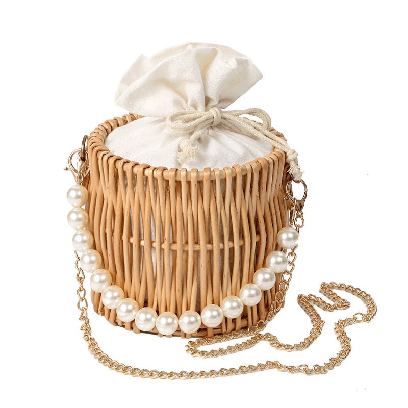 Season Satchel Small Square Bag Square Rattan Women'S Bag Straw Wicker Bag Hand-Woven Women'S Bag Casual Japanese Style Beach Bag - Image 1