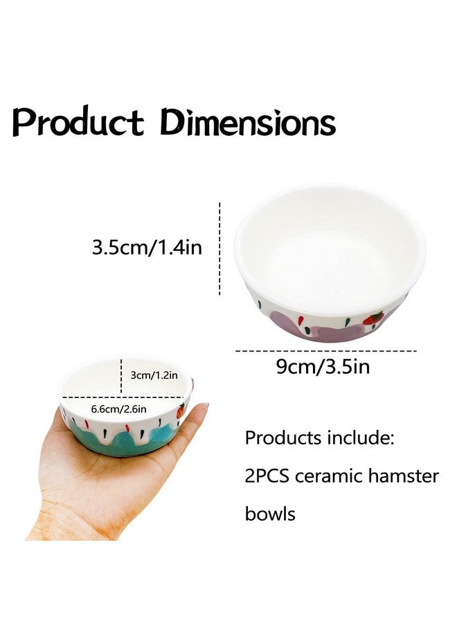 هامليدي عبوة من 2 وعاء طعام للهامستر، وعاء طعام وماء سيراميك للحيوانات الصغيرة يمنع الانقلاب والحركة، مناسب لخنزير غينيا والجربوع والشنشيلة والقنفذ والجرذ (اللون: أرجواني + أزرق) - Image 2