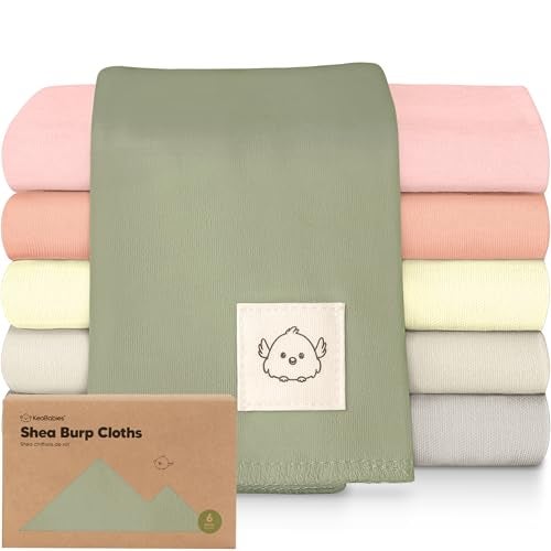 KeaBabies Organic Burp Cloths Baby Boy, Girl - 6-Pack Large 100% Cotton Burping Cloths for Babies, Spit Up Rags, Super Absorbent, Ultra Soft Newborn Rag, Gender Neutral, Machine Washable, Durable (Embrace) - Image 1