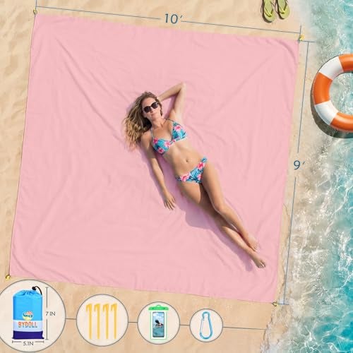 BYDOLL Beach Blanket 10X9 Waterproof Sandproof Suits18 Adults Oversized Lightweight Large Blanket Picnic Mat for Beach Sand Free Travel Camping Hiking Picnic - Image 3