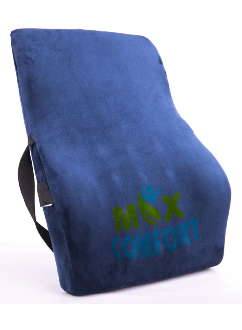 Max Comfort High-quality medical foam backrest - back and lumbar support pillow to relieve lower pain for offices and cars - blue - Image 1