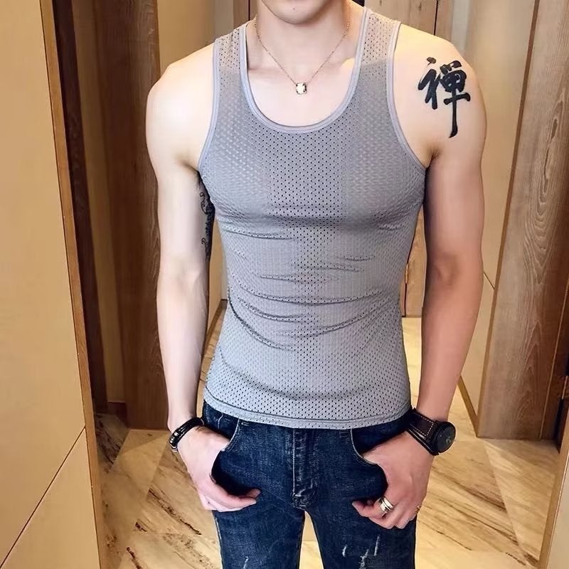 Generic Sleeveless Mens Sports Tank Top Summer Breathable Running Gym Vest Grey  - Image 1