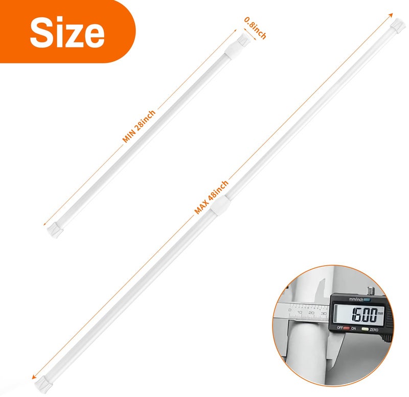 kimwason 6 Pack Spring Tension Curtain Rod Adjustable Length for Kitchen Bathroom Cupboard Wardrobe Window Bookshelf DIY Projects White 6 Pack28 to 48 Adjustable  - Image 2