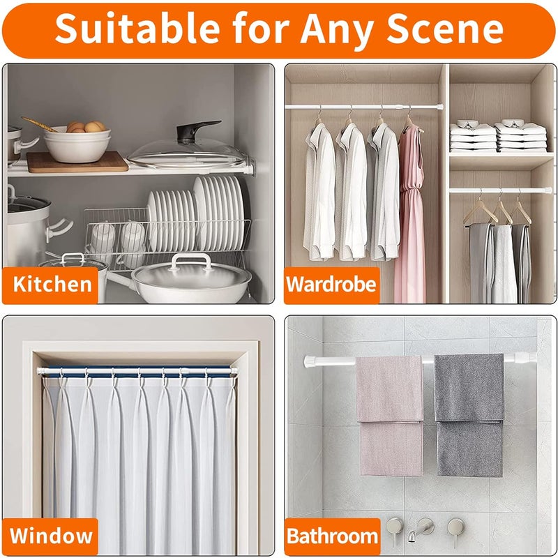 kimwason 6 Pack Spring Tension Curtain Rod Adjustable Length for Kitchen Bathroom Cupboard Wardrobe Window Bookshelf DIY Projects White 6 Pack28 to 48 Adjustable  - Image 5