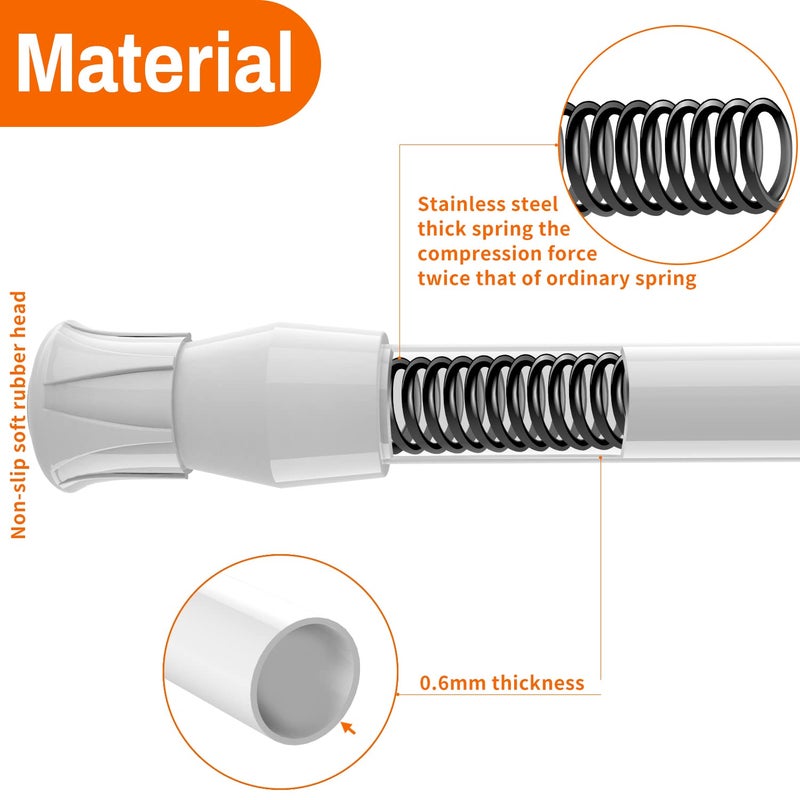 kimwason 6 Pack Spring Tension Curtain Rod Adjustable Length for Kitchen Bathroom Cupboard Wardrobe Window Bookshelf DIY Projects White 6 Pack28 to 48 Adjustable  - Image 3
