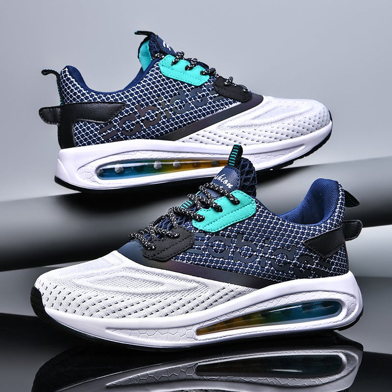 Generic Plus Size Knit Cushion Sneakers Comfort Unisex Blue 